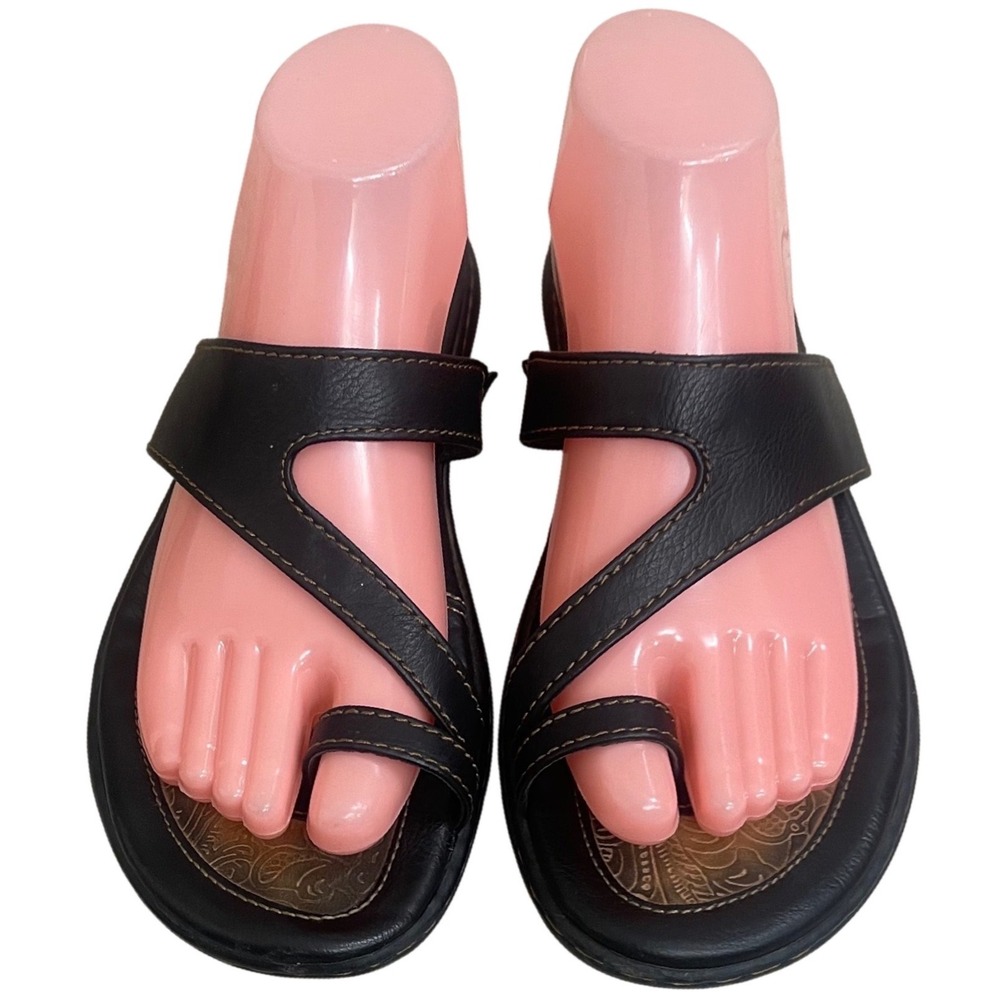 B.O.C. Born Concept Women Black Toe Loop Slide Sandals flip flop Size 9M